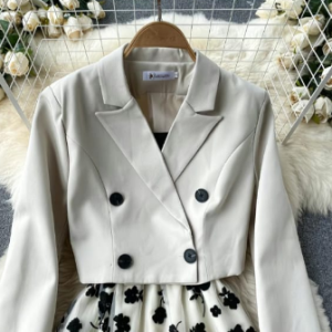 crop blazer skirt set