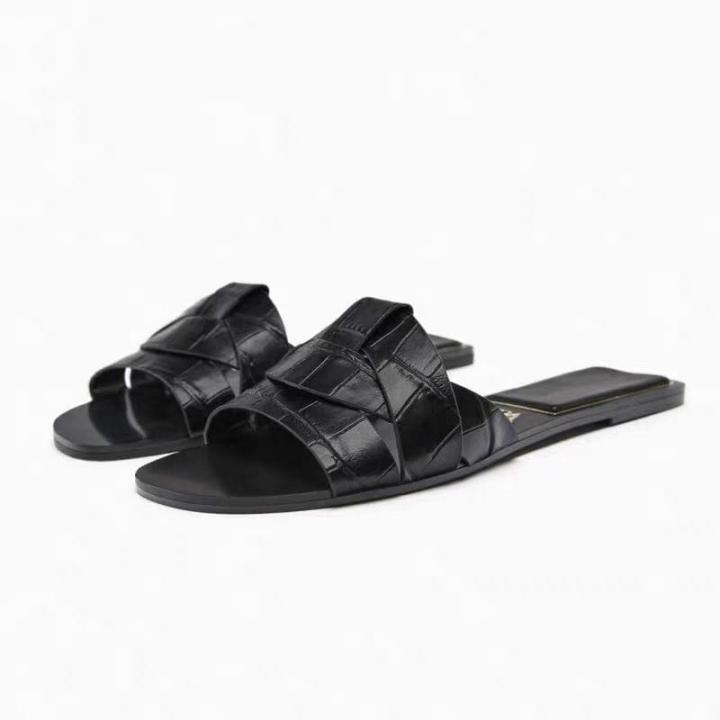 cross strap slide sandals