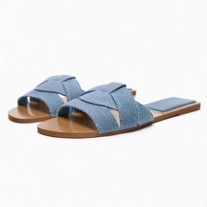 cross strap slide sandals