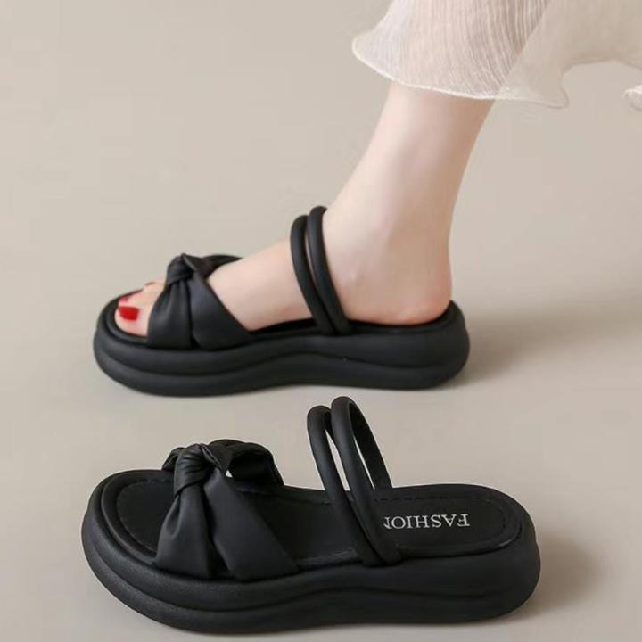 knot slide platform sandals